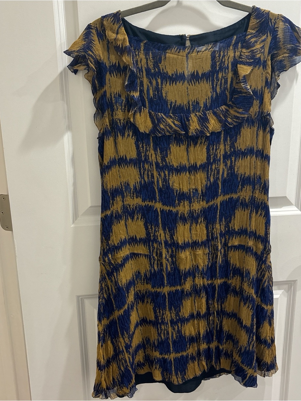 Coach Abstract Navy and Mustard Print Dress - Picture 5 of 8